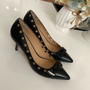 Geox Respira Black Leather Heels Shoes Size 41 EU